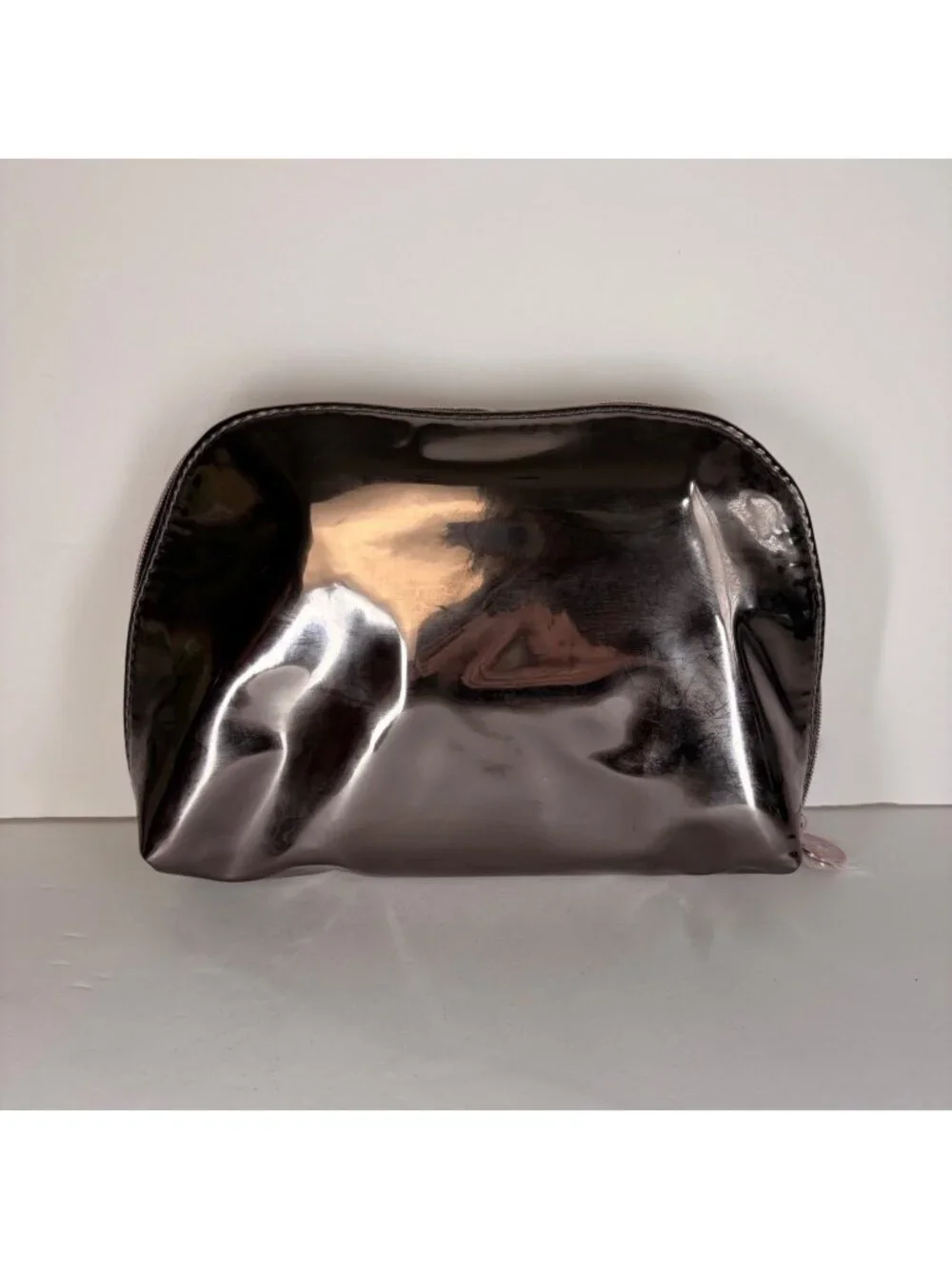 YSL Beaute Yves Saint Laurent Cosmetic Makeup Bag Black Opium Metallic Silver